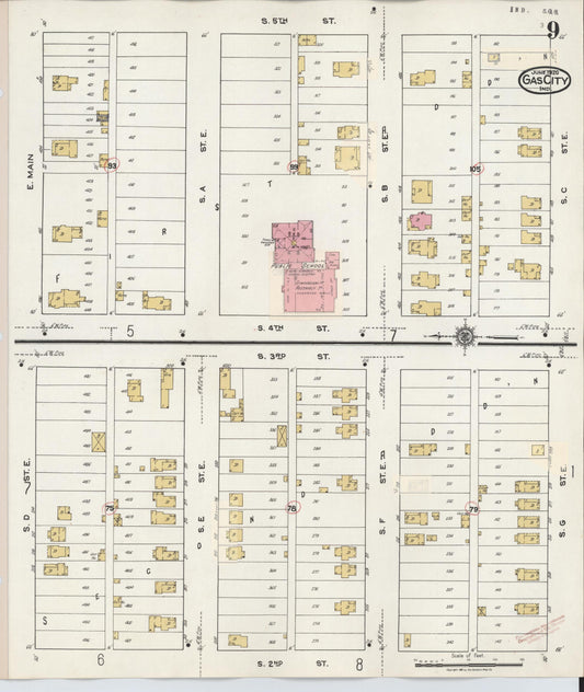 Sanborn Fire Insurance Map from Gas City, Grant County, Indiana (1932), Sheet #0009 - Historic Sanborn Fire Insurance Map Print, vintage old map wall art, antique decor, genealogy gift, Indiana Indiana map