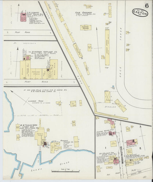 Sanborn Fire Insurance Map from Easton, Talbot County, Maryland (1891), Sheet #0006 - Historic Sanborn Fire Insurance Map Print, vintage old map wall art, antique decor, genealogy gift, Maryland Maryland map