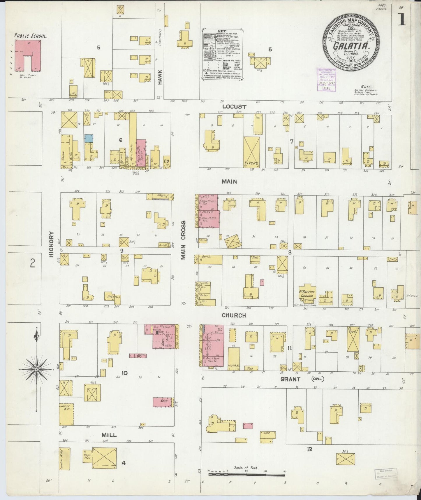 Sanborn Fire Insurance Map from Galatia, Saline County, Illinois (1902), Sheet #0001 - Complete Map Set gallery image, historic Sanborn map, vintage wall art, Illinois Illinois