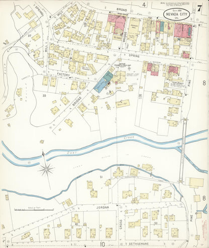 Sanborn Fire Insurance Map from Nevada City, Nevada County, California (1898), Sheet #0007 - Complete Map Set gallery image, historic Sanborn map, vintage wall art, California California