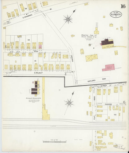 Sanborn Fire Insurance Map from Plymouth, Luzerne County, Pennsylvania (1907), Sheet #0016 - Historic Sanborn Fire Insurance Map Print, vintage old map wall art, antique decor, genealogy gift, Pennsylvania Pennsylvania map