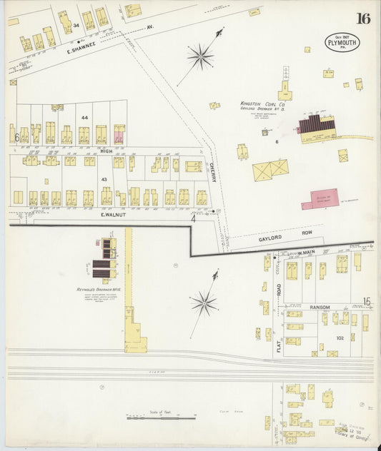 Sanborn Fire Insurance Map from Plymouth, Luzerne County, Pennsylvania (1907), Sheet #0016 - Historic Sanborn Fire Insurance Map Print, vintage old map wall art, antique decor, genealogy gift, Pennsylvania Pennsylvania map