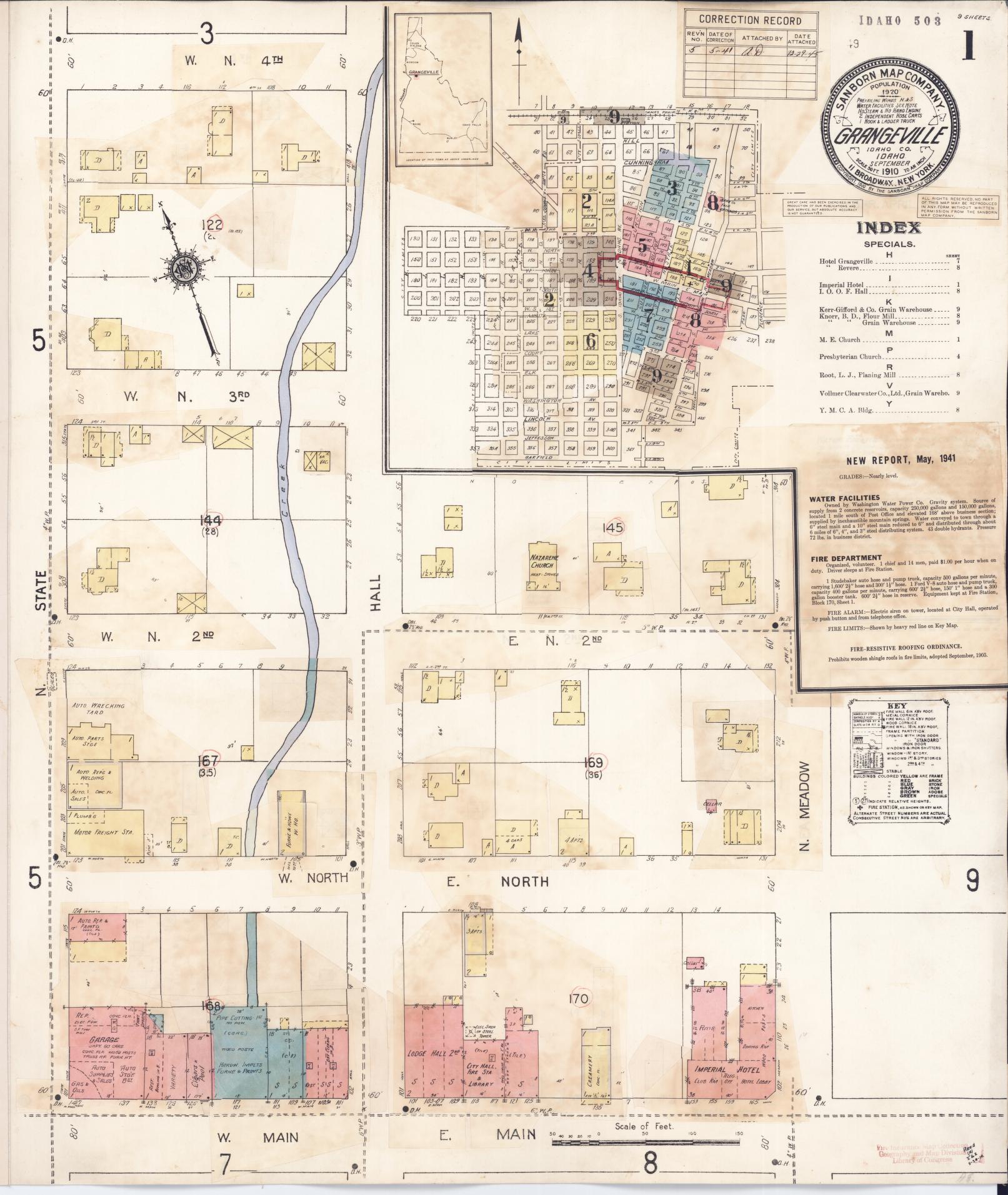 Sanborn Fire Insurance Map from Grangeville, Idaho County, Idaho (1941), Sheet #0001 - Complete Map Set gallery image, historic Sanborn map, vintage wall art, Grangeville Idaho