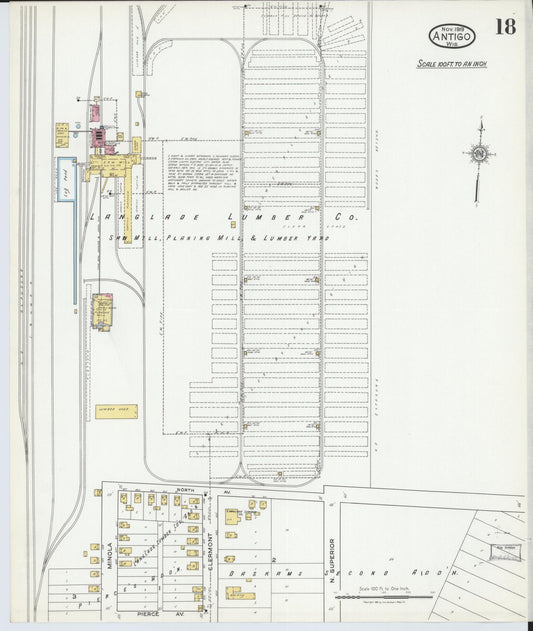 Sanborn Fire Insurance Map from Antigo, Langlade County, Wisconsin (1919), Sheet #0018 - Historic Sanborn Fire Insurance Map Print, vintage old map wall art, antique decor, genealogy gift, Wisconsin Wisconsin map