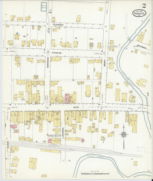 Sanborn Fire Insurance Map from Tidioute, Warren County, Pennsylvania (1912), Sheet #0002 - Historic Sanborn Fire Insurance Map Print, vintage old map wall art, antique decor, genealogy gift, Pennsylvania Pennsylvania map