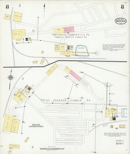 Sanborn Fire Insurance Map from Bastrop, Morehouse Parish, Louisiana (1925), Sheet #0008 - Complete Map Set gallery image, historic Sanborn map, vintage wall art, Louisiana Louisiana