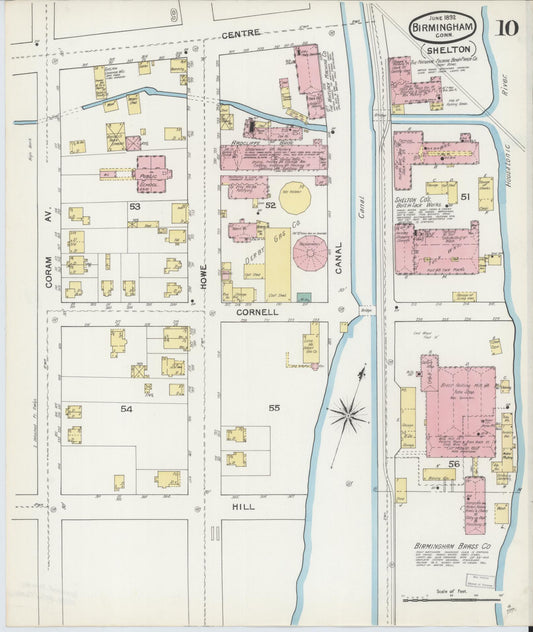 Sanborn Fire Insurance Map from Birmingham, New Haven County, Connecticut (1892), Sheet #0010 - Historic Sanborn Fire Insurance Map Print, vintage old map wall art, antique decor, genealogy gift, Connecticut Connecticut map