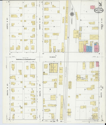 Sanborn Fire Insurance Map from Gaylord, Otsego County, Michigan (1916), Sheet #0003 - Complete Map Set gallery image, historic Sanborn map, vintage wall art, Michigan Michigan