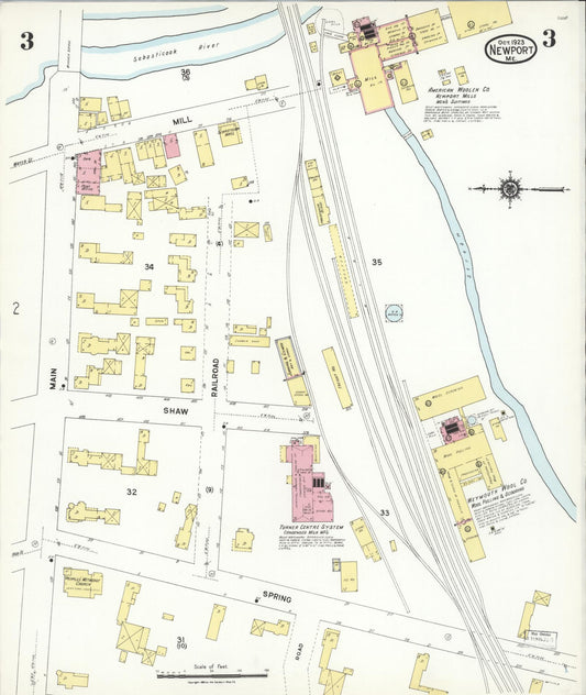 Sanborn Fire Insurance Map from Newport, Penobscot County, Maine (1923), Sheet #0003 - Historic Sanborn Fire Insurance Map Print, vintage old map wall art, antique decor, genealogy gift, Maine Maine map