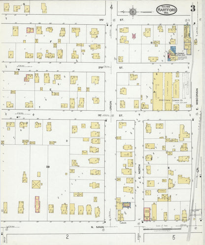 Sanborn Fire Insurance Map from Hartford, Washington County, Wisconsin (1918), Sheet #0003 - Historic Sanborn Fire Insurance Map Print, vintage old map wall art, antique decor, genealogy gift, Wisconsin Wisconsin map