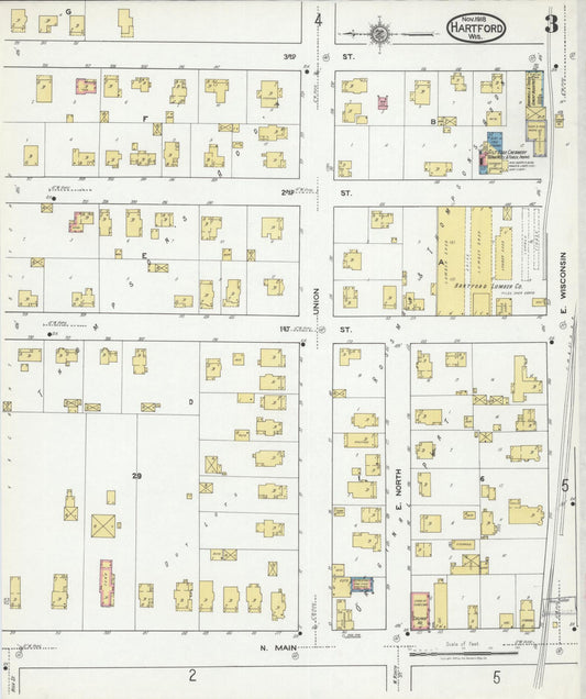 Sanborn Fire Insurance Map from Hartford, Washington County, Wisconsin (1918), Sheet #0003 - Historic Sanborn Fire Insurance Map Print, vintage old map wall art, antique decor, genealogy gift, Wisconsin Wisconsin map