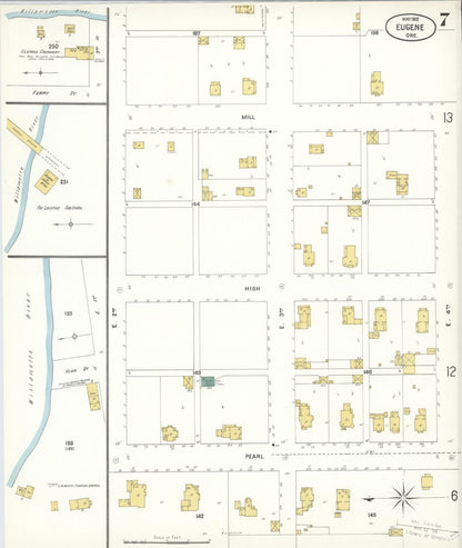 Sanborn Fire Insurance Map from Eugene, Lane County, Oregon (1902), Sheet #0007 - Complete Map Set gallery image, historic Sanborn map, vintage wall art, Oregon Oregon