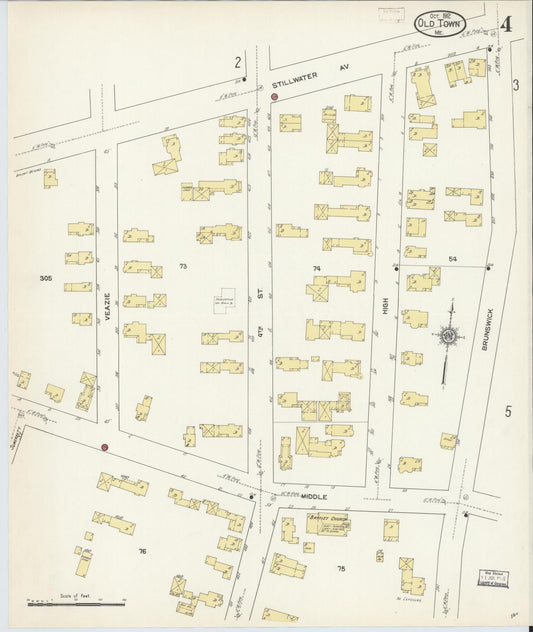 Sanborn Fire Insurance Map from Old Town, Penobscot County, Maine (1912), Sheet #0004 - Historic Sanborn Fire Insurance Map Print, vintage old map wall art, antique decor, genealogy gift, Maine Maine map