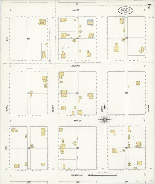Sanborn Fire Insurance Map from Colville, Stevens County, Washington (1908), Sheet #0007 - Historic Sanborn Fire Insurance Map Print, vintage old map wall art, antique decor, genealogy gift, Washington Washington map
