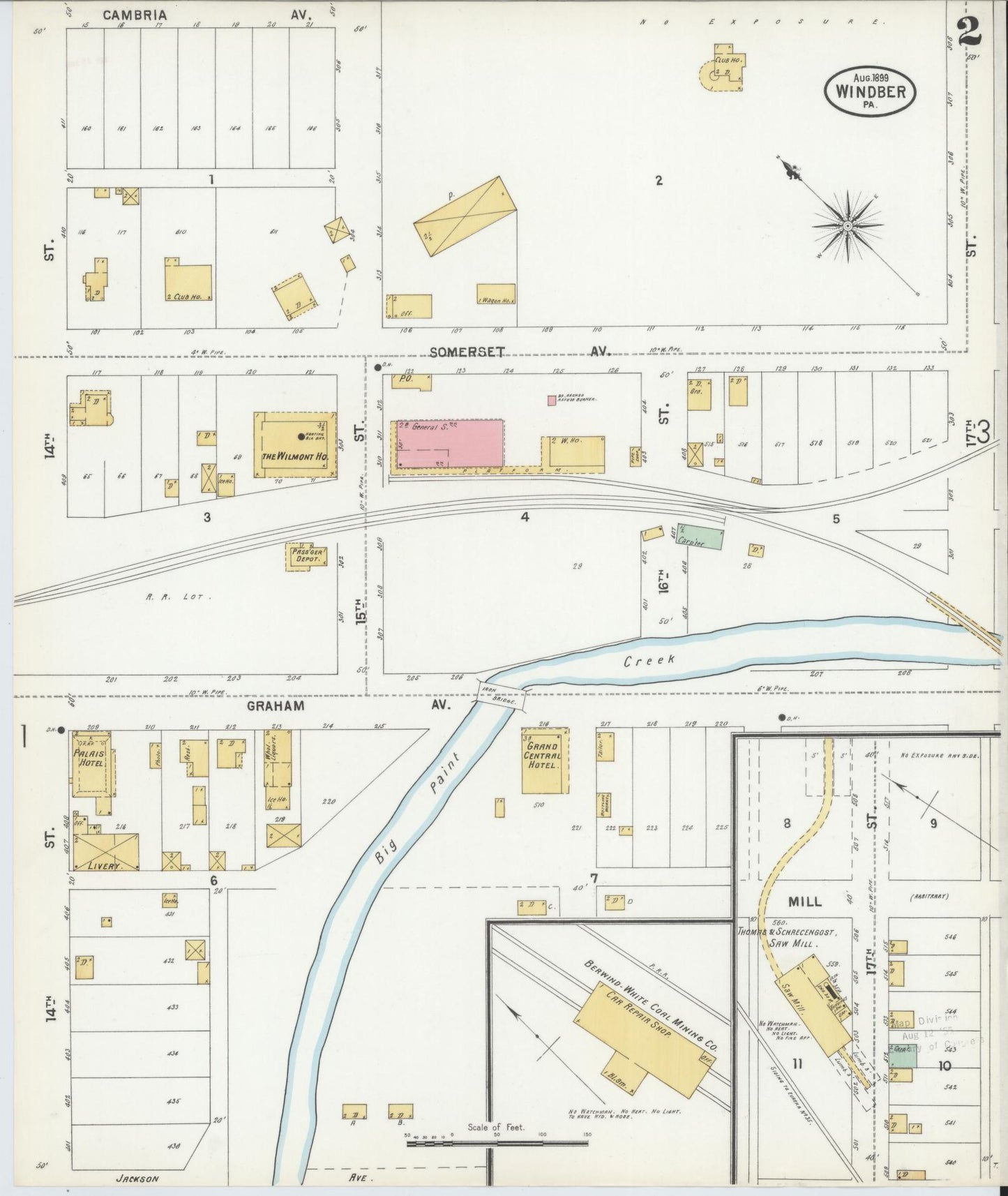 Sanborn Fire Insurance Map from Windber, Somerset County, Pennsylvania (1899), Sheet #0002 - Complete Map Set gallery image, historic Sanborn map, vintage wall art, Pennsylvania Pennsylvania