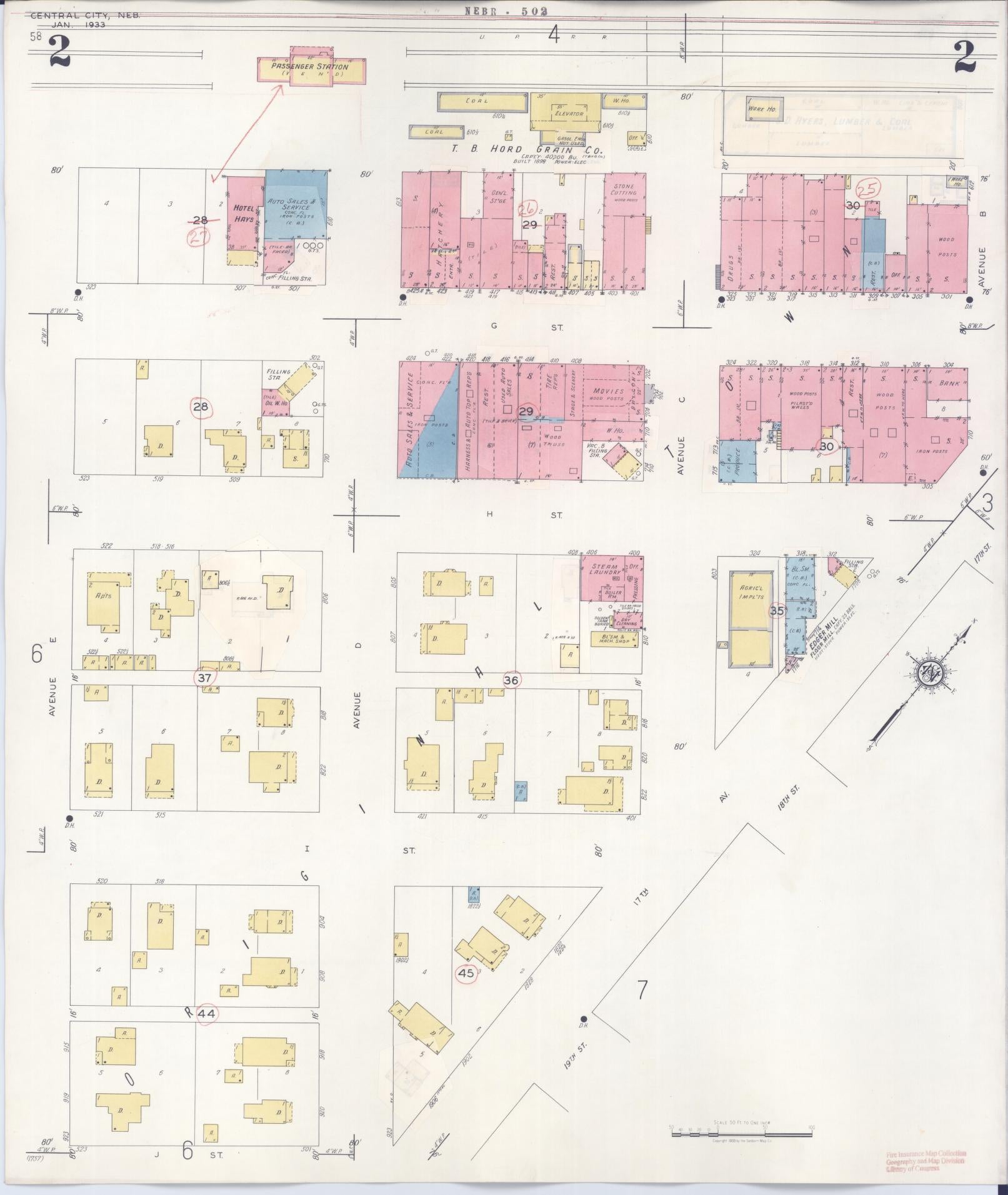 Sanborn Fire Insurance Map from Central City, Merrick County, Nebraska (1943), Sheet #0002 - Complete Map Set gallery image, historic Sanborn map, vintage wall art, Nebraska Nebraska