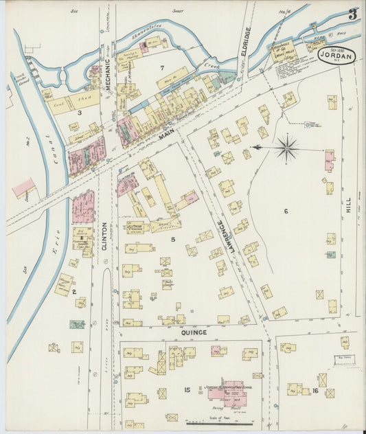 Sanborn Fire Insurance Map from Jordan, Onondaga County, New York (1890), Sheet #0003 - Historic Sanborn Fire Insurance Map Print, vintage old map wall art, antique decor, genealogy gift, New York New York map