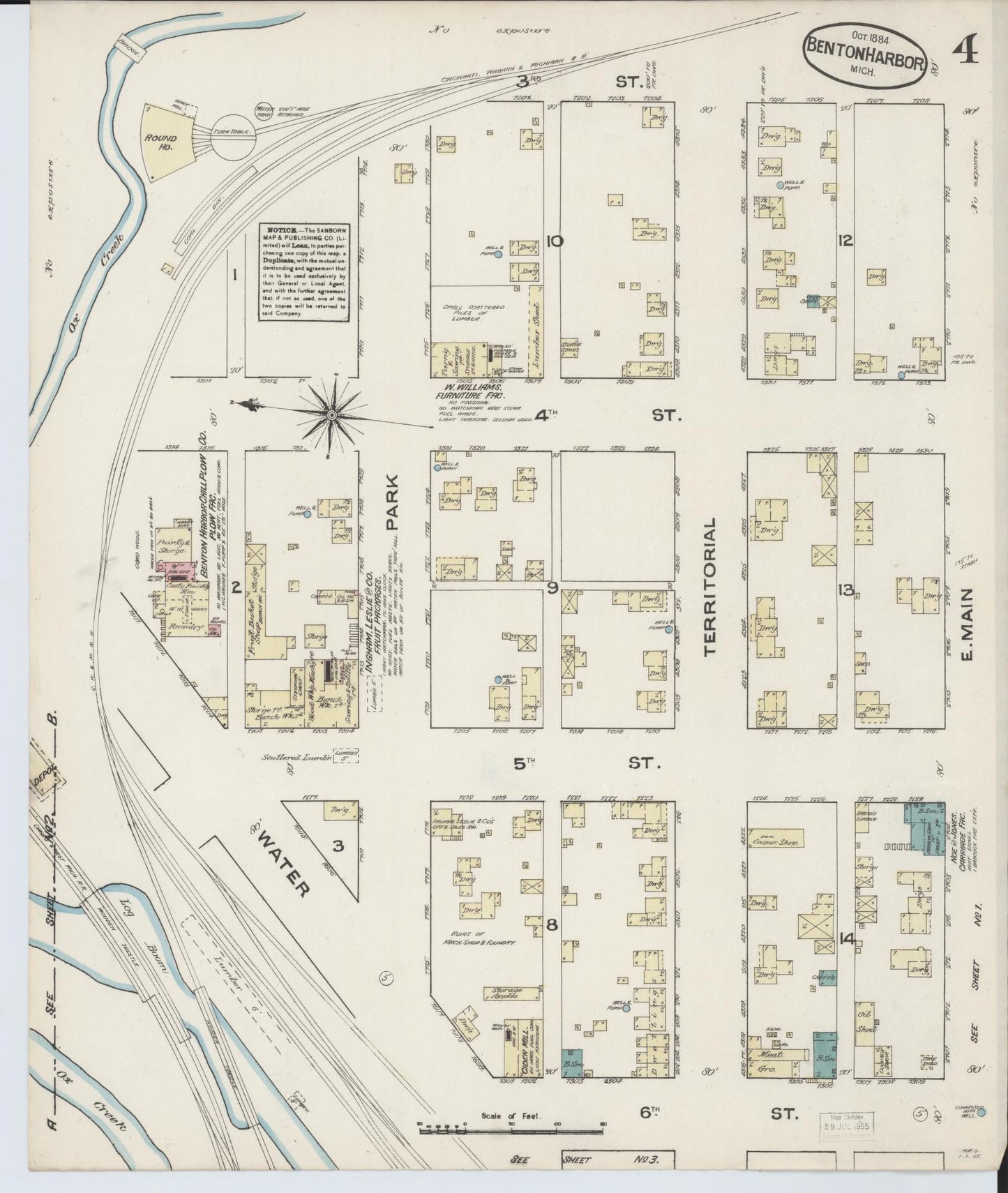 Sanborn Fire Insurance Map from Benton Harbor, Berrien County, Michigan (1884), Sheet #0004 - Complete Map Set gallery image, historic Sanborn map, vintage wall art, Michigan Michigan