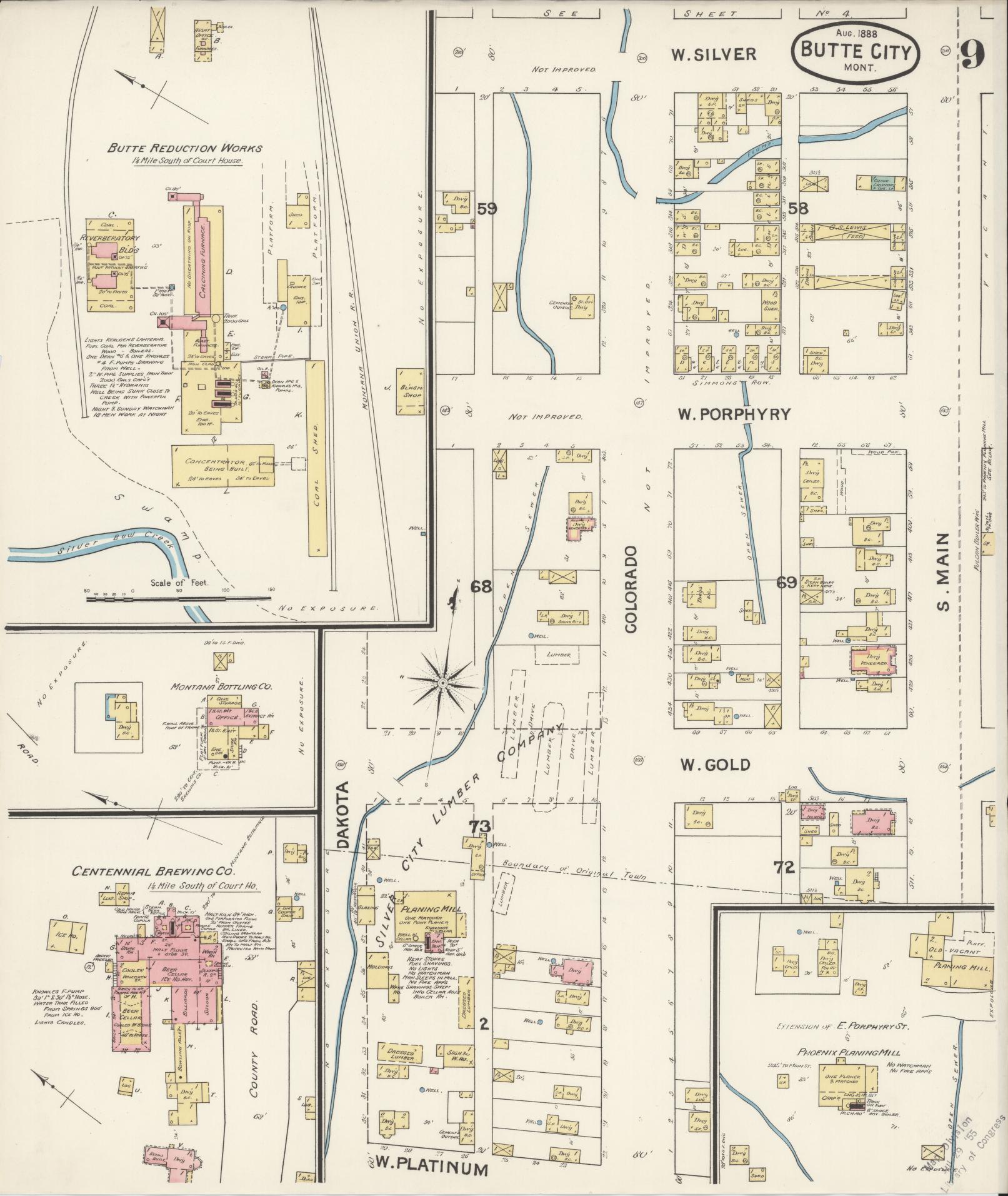 Sanborn Fire Insurance Map from Butte, Silver Bow County, Montana (1888), Sheet #0009 - Complete Map Set gallery image, historic Sanborn map, vintage wall art, Montana Montana
