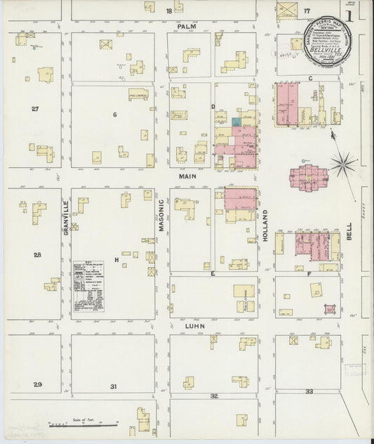 Sanborn Fire Insurance Map from Bellville, Austin County, Texas (1891), Sheet #0001 - Complete Map Set gallery image, historic Sanborn map, vintage wall art, Texas Texas