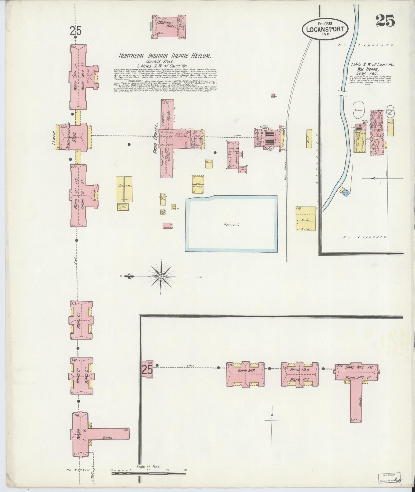 Sanborn Fire Insurance Map from Logansport, Cass County, Indiana (1898), Sheet #0025 - Historic Sanborn Fire Insurance Map Print, vintage old map wall art, antique decor, genealogy gift, Indiana Indiana map