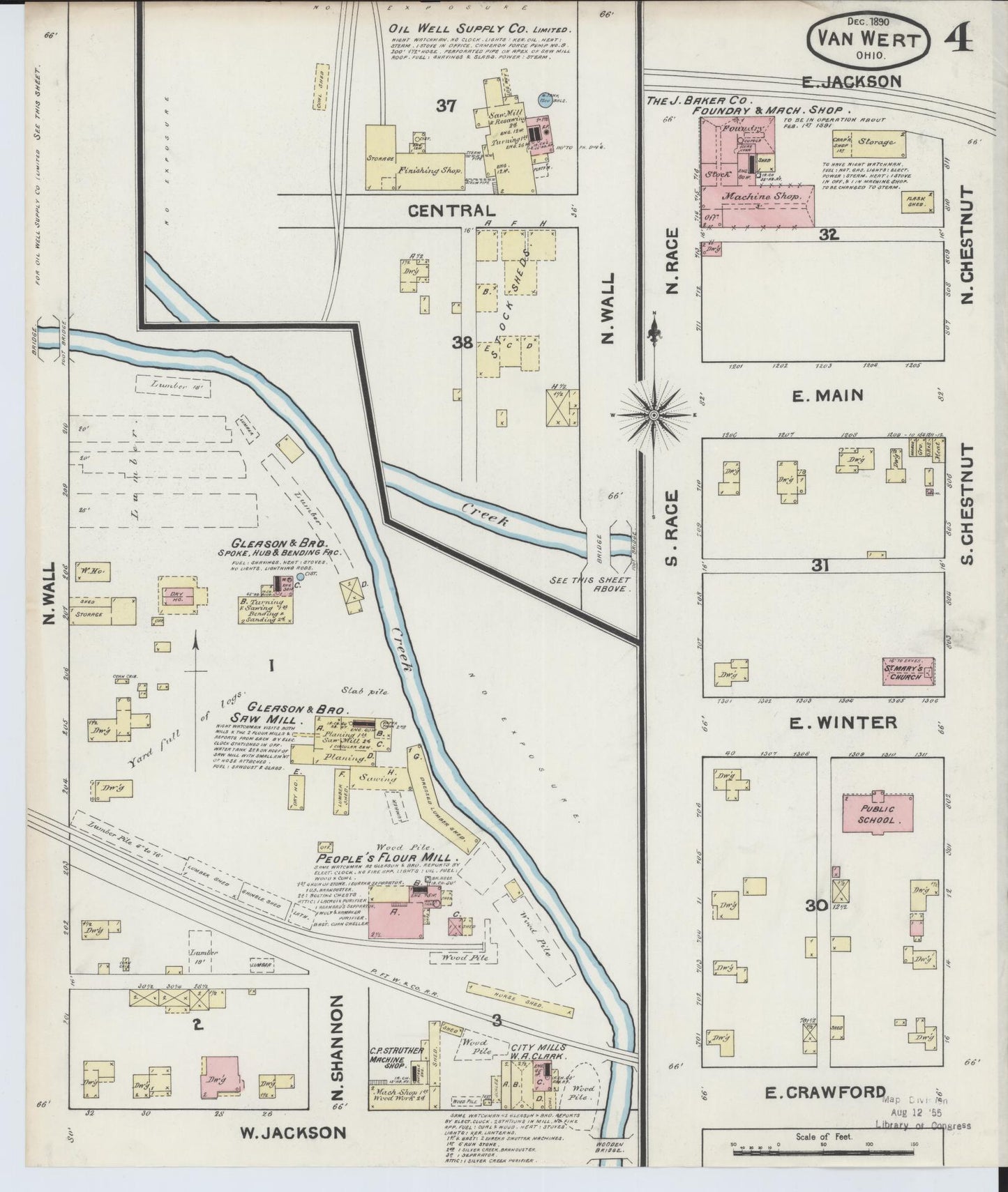 Sanborn Fire Insurance Map from Van Wert, Van Wert County, Ohio (1890), Sheet #0004 - Complete Map Set gallery image, historic Sanborn map, vintage wall art, Ohio Ohio
