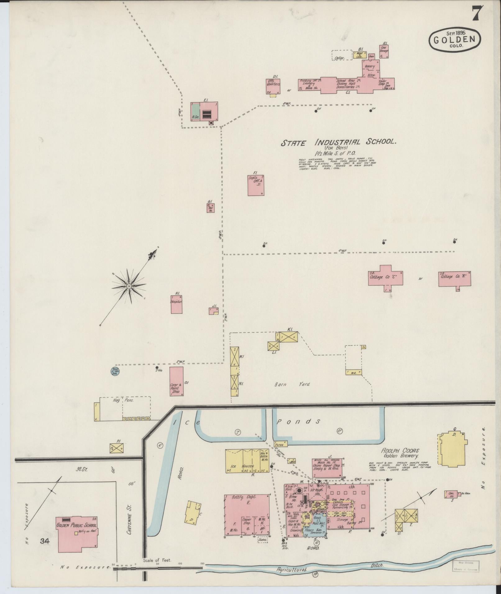 Sanborn Fire Insurance Map from Golden, Jefferson County, Colorado (1895), Sheet #0007 - Complete Map Set gallery image, historic Sanborn map, vintage wall art, Colorado Colorado