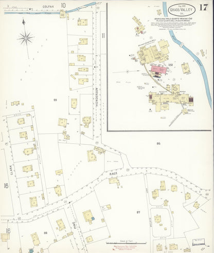 Sanborn Fire Insurance Map from Grass Valley, Nevada County, California (1898), Sheet #0017 - Complete Map Set gallery image, historic Sanborn map, vintage wall art, Grass Valley Nevada