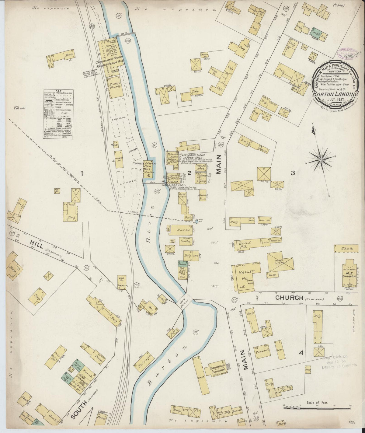 Sanborn Fire Insurance Map from Barton Landing, Orleans County, Vermont (1887), Sheet #0001 - Historic Sanborn Fire Insurance Map Print, vintage old map wall art, antique decor, genealogy gift, Vermont Vermont map
