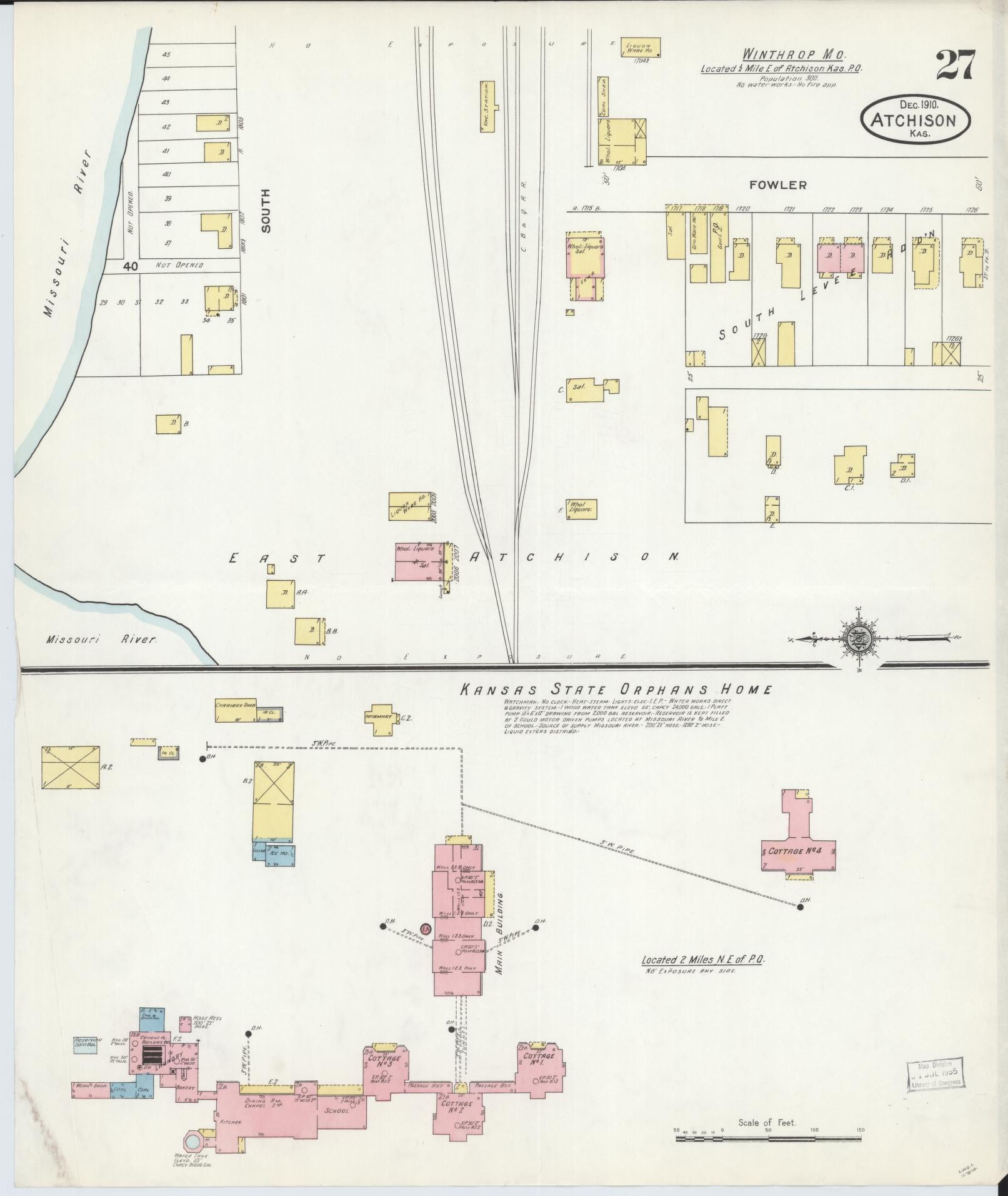 Sanborn Fire Insurance Map from Atchison, Atchison County, Kansas (1910), Sheet #0027 - Complete Map Set gallery image, historic Sanborn map, vintage wall art, Kansas Kansas