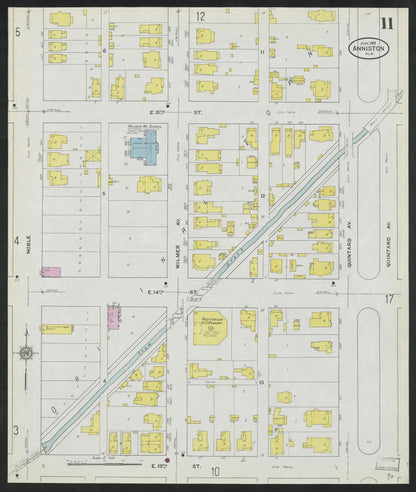 Sanborn Fire Insurance Map from Anniston, Calhoun County, Alabama (1910), Sheet #0011 - Complete Map Set gallery image, historic Sanborn map, vintage wall art, Alabama Alabama
