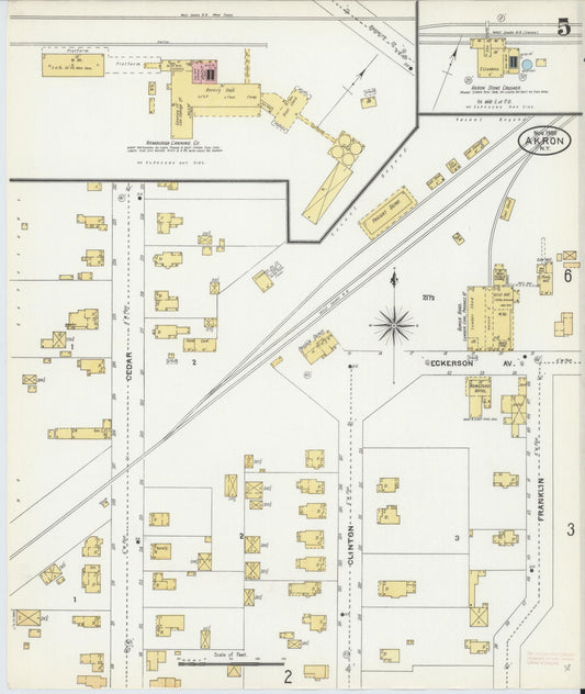 Sanborn Fire Insurance Map from Akron, Erie County, New York (1905), Sheet #0005 - Historic Sanborn Fire Insurance Map Print, vintage old map wall art, antique decor, genealogy gift, New York New York map