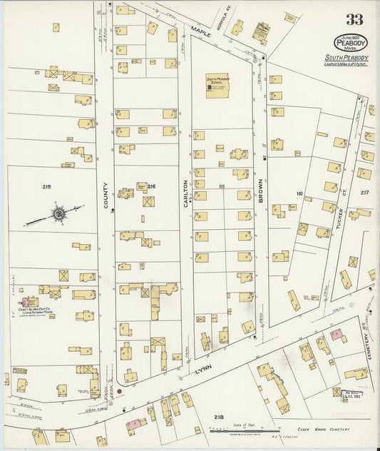 Sanborn Fire Insurance Map from Peabody, Essex County, Massachusetts (1920), Sheet #0033 - Historic Sanborn Fire Insurance Map Print, vintage old map wall art, antique decor, genealogy gift, Massachusetts Massachusetts map