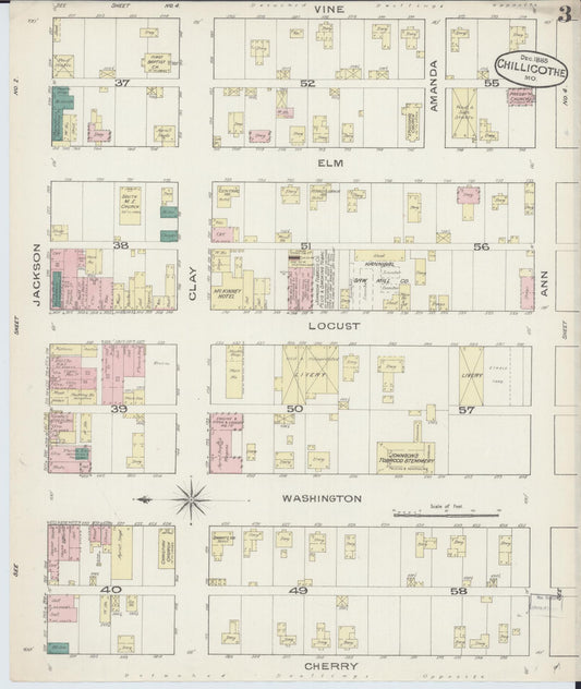 Sanborn Fire Insurance Map from Chillicothe, Livingston County, Missouri (1885), Sheet #0003 - Historic Sanborn Fire Insurance Map Print, vintage old map wall art, antique decor, genealogy gift, Missouri Missouri map