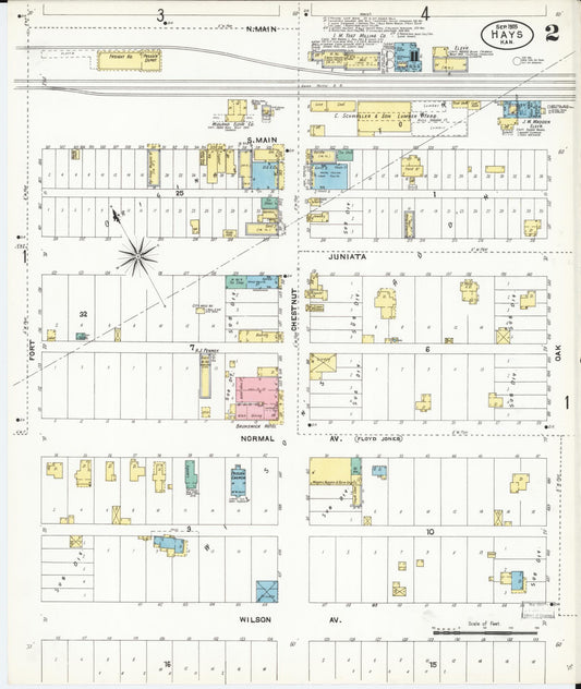 Sanborn Fire Insurance Map from Hays, Ellis County, Kansas (1905), Sheet #0002 - Historic Sanborn Fire Insurance Map Print, vintage old map wall art, antique decor, genealogy gift, Kansas Kansas map