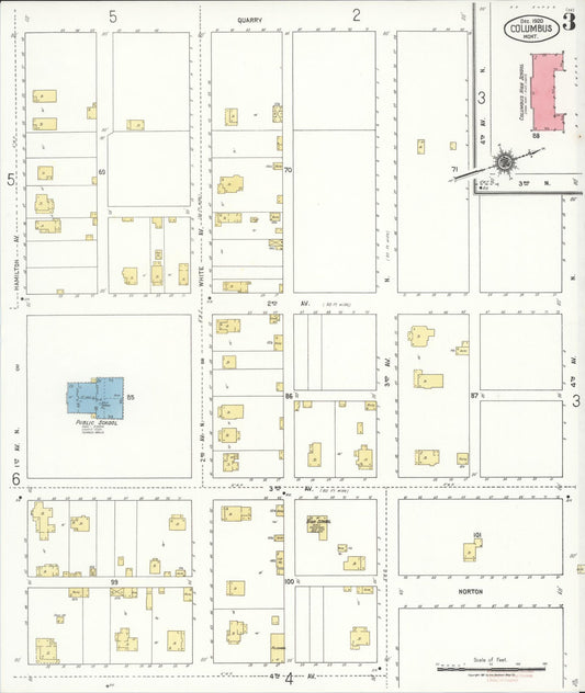 Sanborn Fire Insurance Map from Columbus, Stillwater County, Montana (1920), Sheet #0003 - Historic Sanborn Fire Insurance Map Print, vintage old map wall art, antique decor, genealogy gift, Montana Montana map