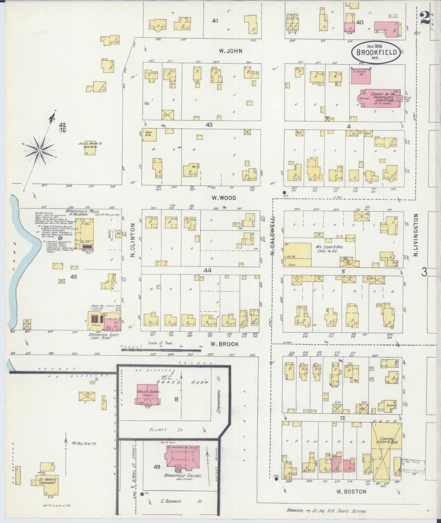 Sanborn Fire Insurance Map from Brookfield, Linn County, Missouri (1898), Sheet #0002 - Historic Sanborn Fire Insurance Map Print, vintage old map wall art, antique decor, genealogy gift, Missouri Missouri map