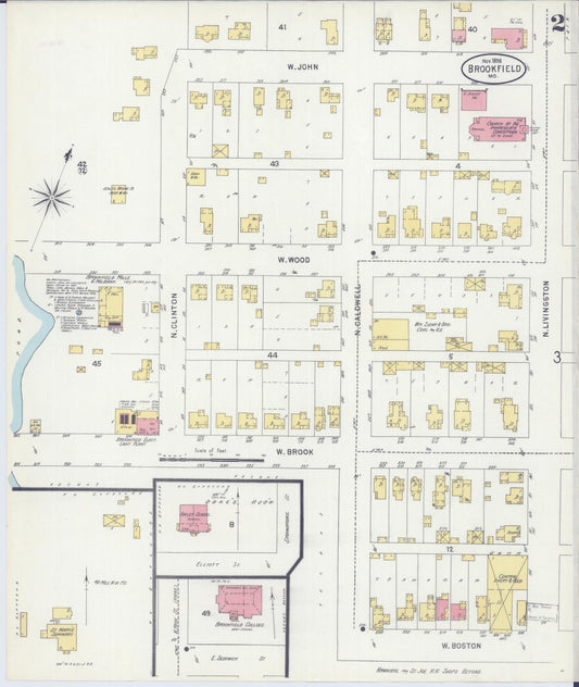 Sanborn Fire Insurance Map from Brookfield, Linn County, Missouri (1898), Sheet #0002 - Historic Sanborn Fire Insurance Map Print, vintage old map wall art, antique decor, genealogy gift, Missouri Missouri map