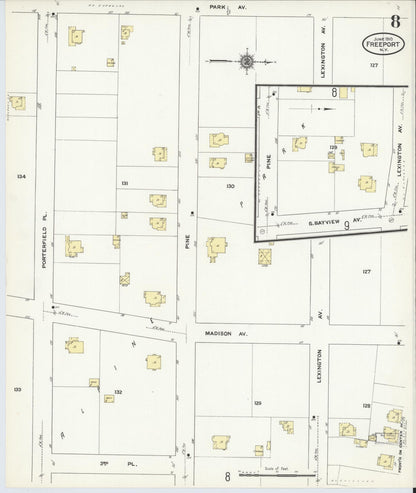 Sanborn Fire Insurance Map from Freeport, Nassau County, New York (1910), Sheet #0008 - Complete Map Set gallery image, historic Sanborn map, vintage wall art, New York New York