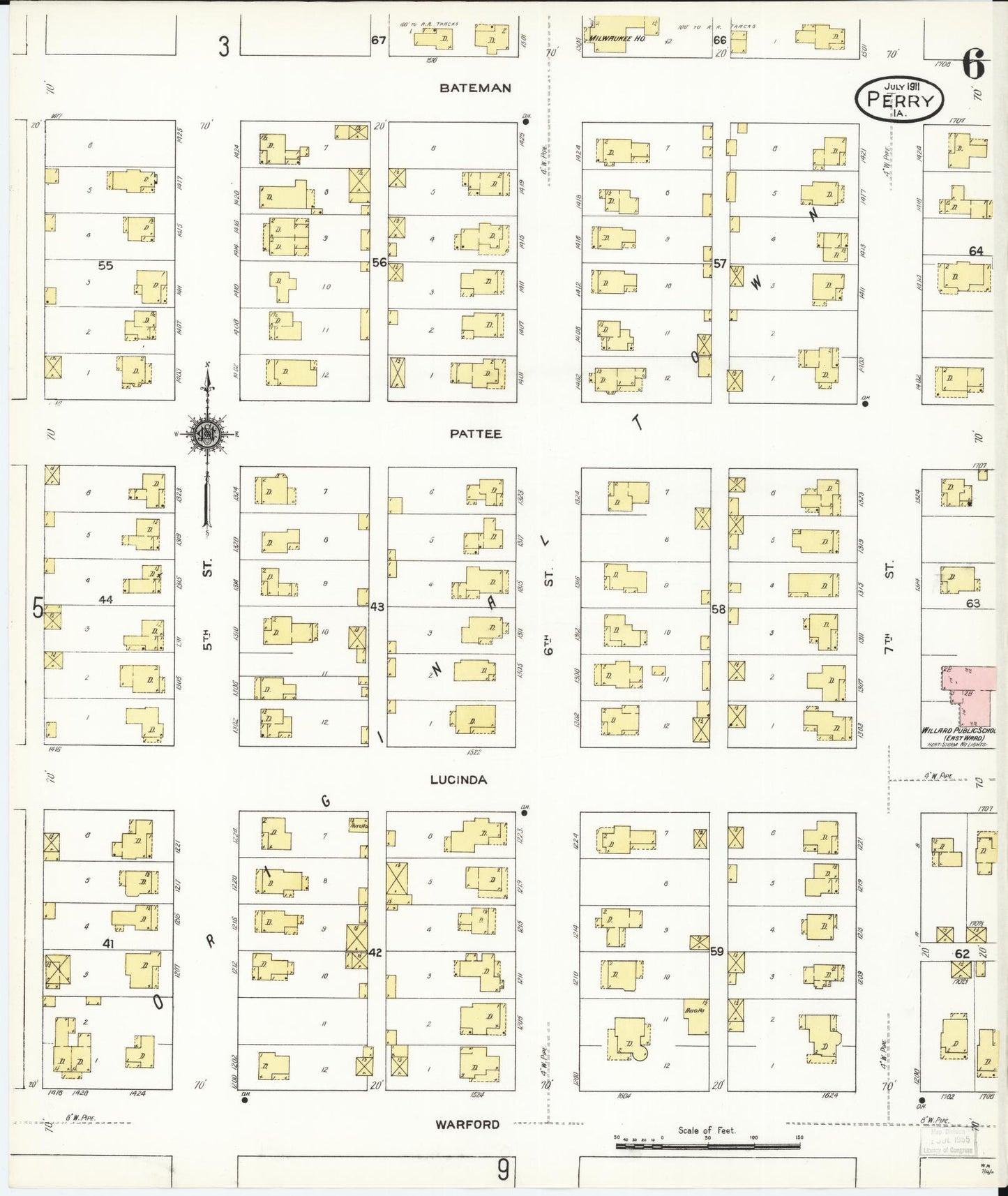 Sanborn Fire Insurance Map from Perry, Dallas County, Iowa (1911), Sheet #0006 - Historic Sanborn Fire Insurance Map Print, vintage old map wall art