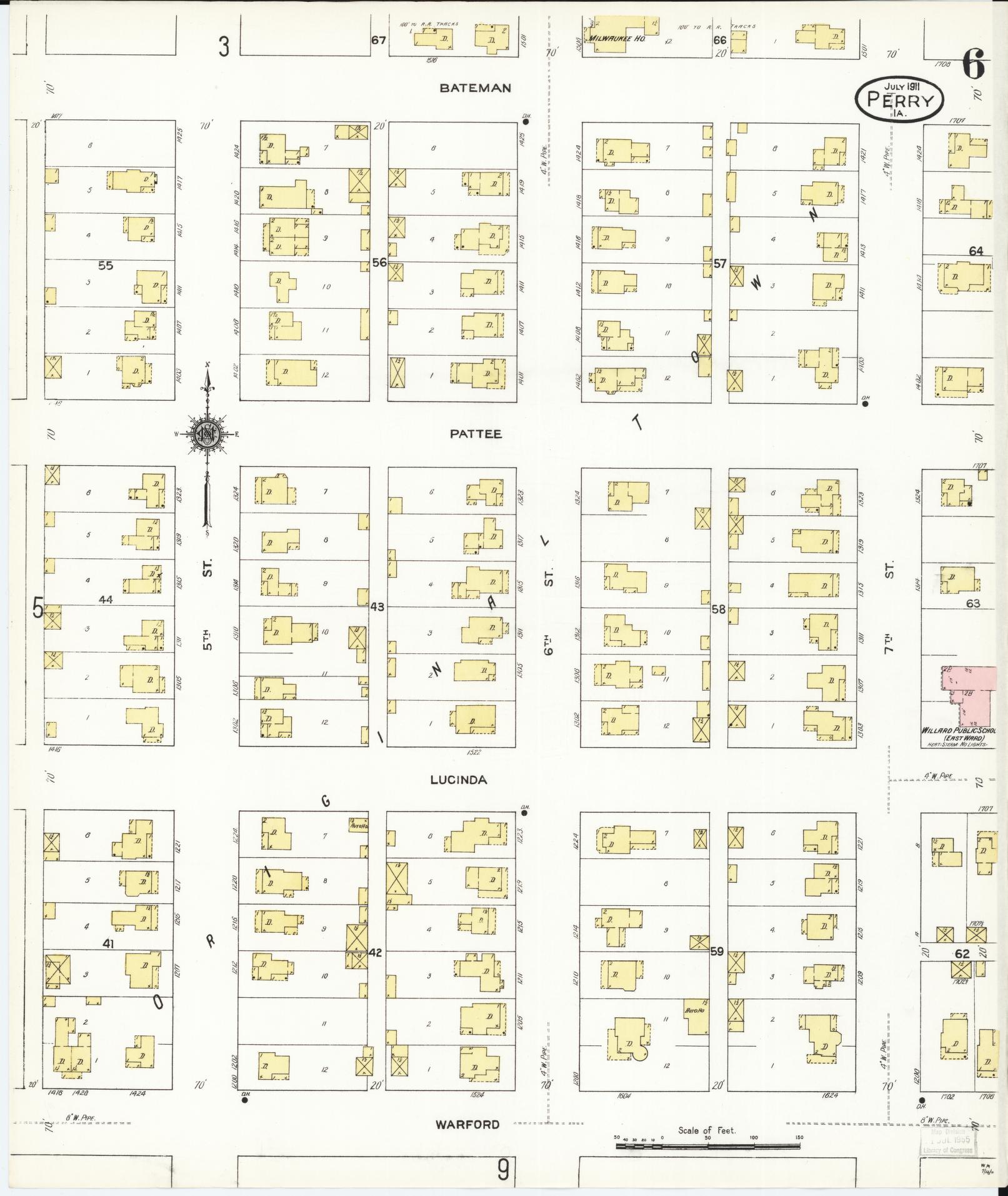 Sanborn Fire Insurance Map from Perry, Dallas County, Iowa (1911), Sheet #0006 - Historic Sanborn Fire Insurance Map Print, vintage old map wall art