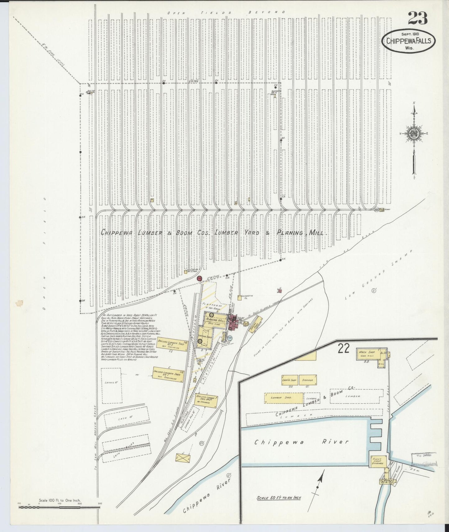Sanborn Fire Insurance Map from Chippewa Falls, Chippewa County, Wisconsin (1910), Sheet #0023 - Complete Map Set gallery image, historic Sanborn map, vintage wall art, Wisconsin Wisconsin