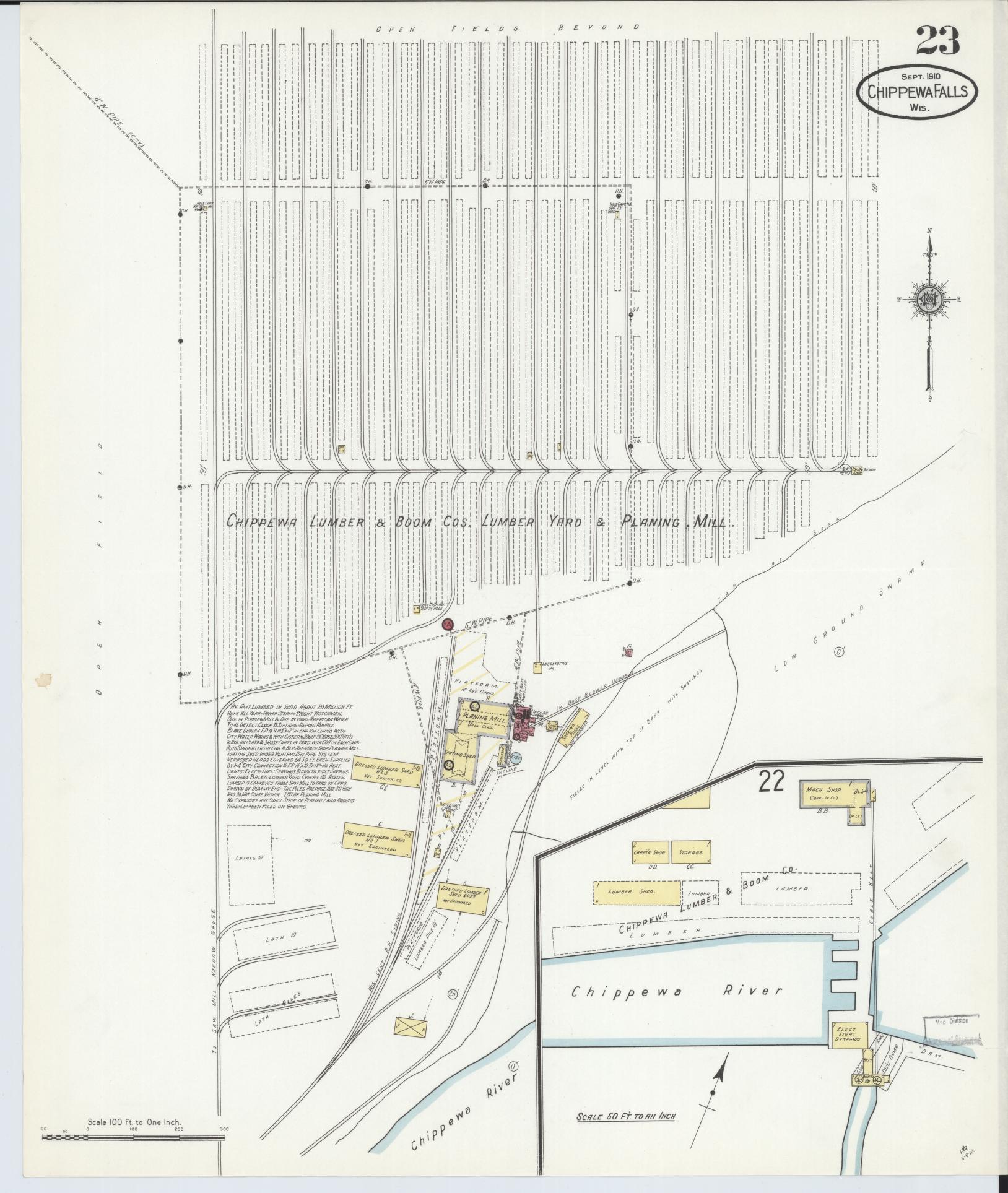 Sanborn Fire Insurance Map from Chippewa Falls, Chippewa County, Wisconsin (1910), Sheet #0023 - Complete Map Set gallery image, historic Sanborn map, vintage wall art, Wisconsin Wisconsin