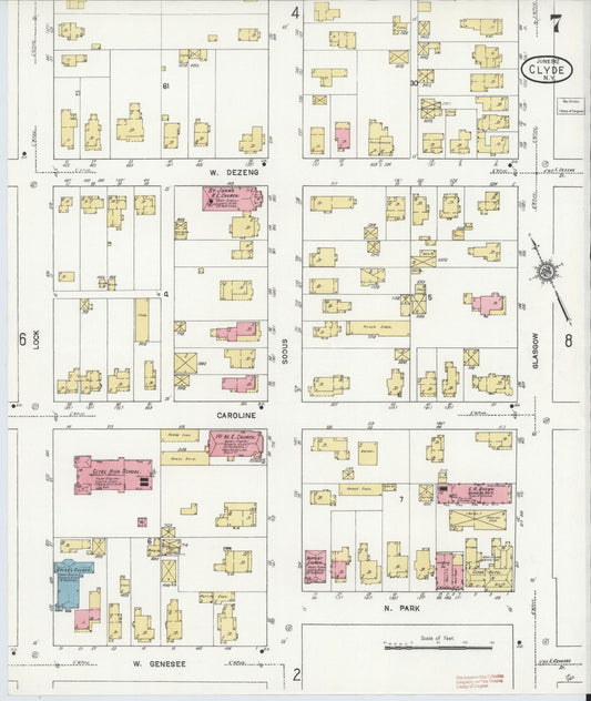 Sanborn Fire Insurance Map from Clyde, Wayne County, New York (1912), Sheet #0007 - Historic Sanborn Fire Insurance Map Print, vintage old map wall art, antique decor, genealogy gift, New York New York map