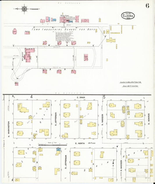 Sanborn Fire Insurance Map from Eldora, Hardin County, Iowa (1911), Sheet #0006 - Historic Sanborn Fire Insurance Map Print, vintage old map wall art