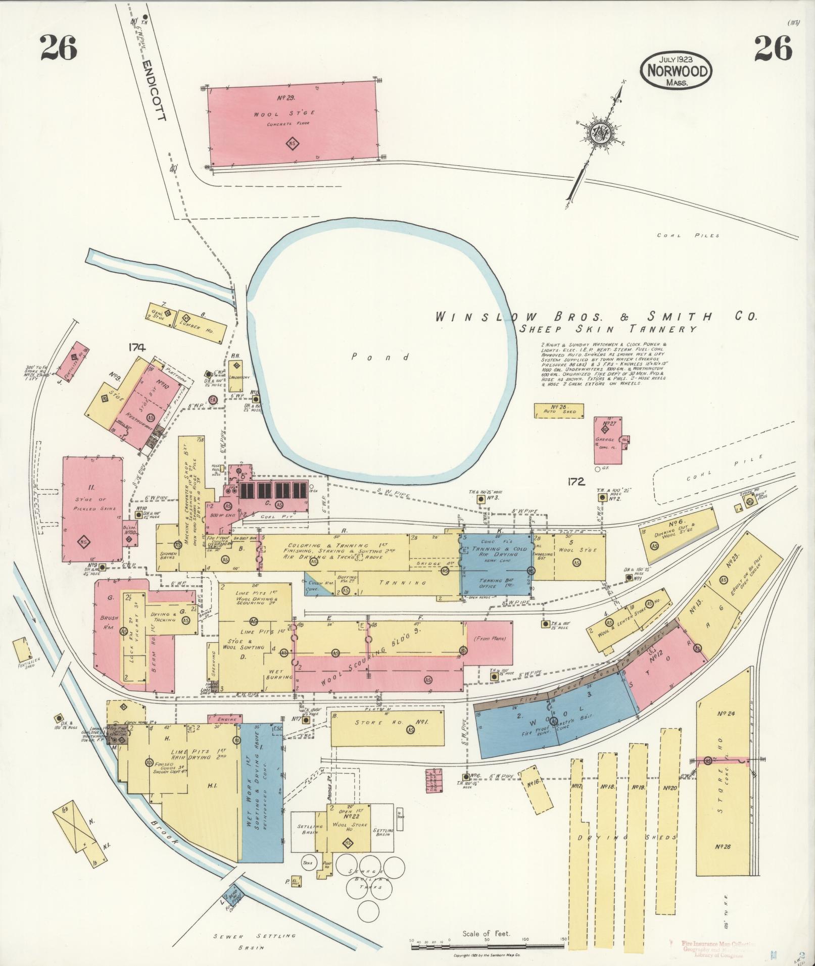 Sanborn Fire Insurance Map from Norwood, Norfolk County, Massachusetts (1923), Sheet #0026 - Complete Map Set gallery image, historic Sanborn map, vintage wall art, Massachusetts Massachusetts
