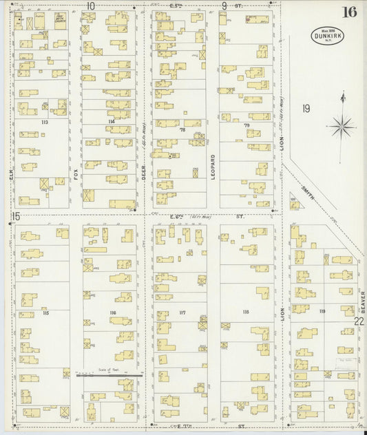 Sanborn Fire Insurance Map from Dunkirk, Chautauqua County, New York (1898), Sheet #0016 - Historic Sanborn Fire Insurance Map Print, vintage old map wall art, antique decor, genealogy gift, New York New York map