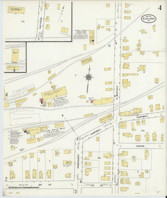 Sanborn Fire Insurance Map from Elkland, Tioga County, Pennsylvania (1911), Sheet #0004 - Historic Sanborn Fire Insurance Map Print, vintage old map wall art, antique decor, genealogy gift, Pennsylvania Pennsylvania map
