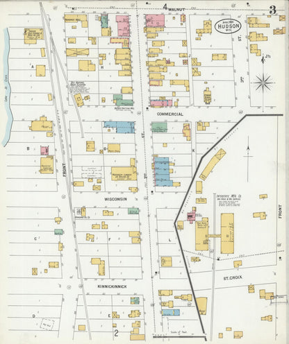 Sanborn Fire Insurance Map from Hudson, St. Croix County, Wisconsin (1900), Sheet #0003 - Historic Sanborn Fire Insurance Map Print, vintage old map wall art, antique decor, genealogy gift, Wisconsin Wisconsin map
