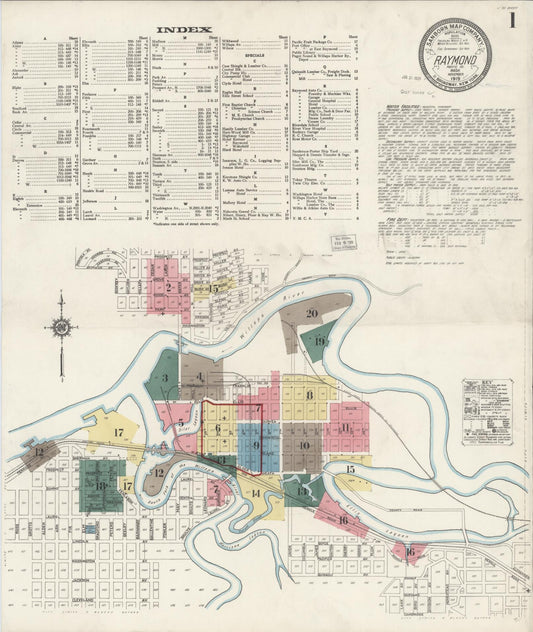 Sanborn Fire Insurance Map from Raymond, Pacific County, Washington (1919), Sheet #0001 - Complete Map Set gallery image, historic Sanborn map, vintage wall art, Washington Washington